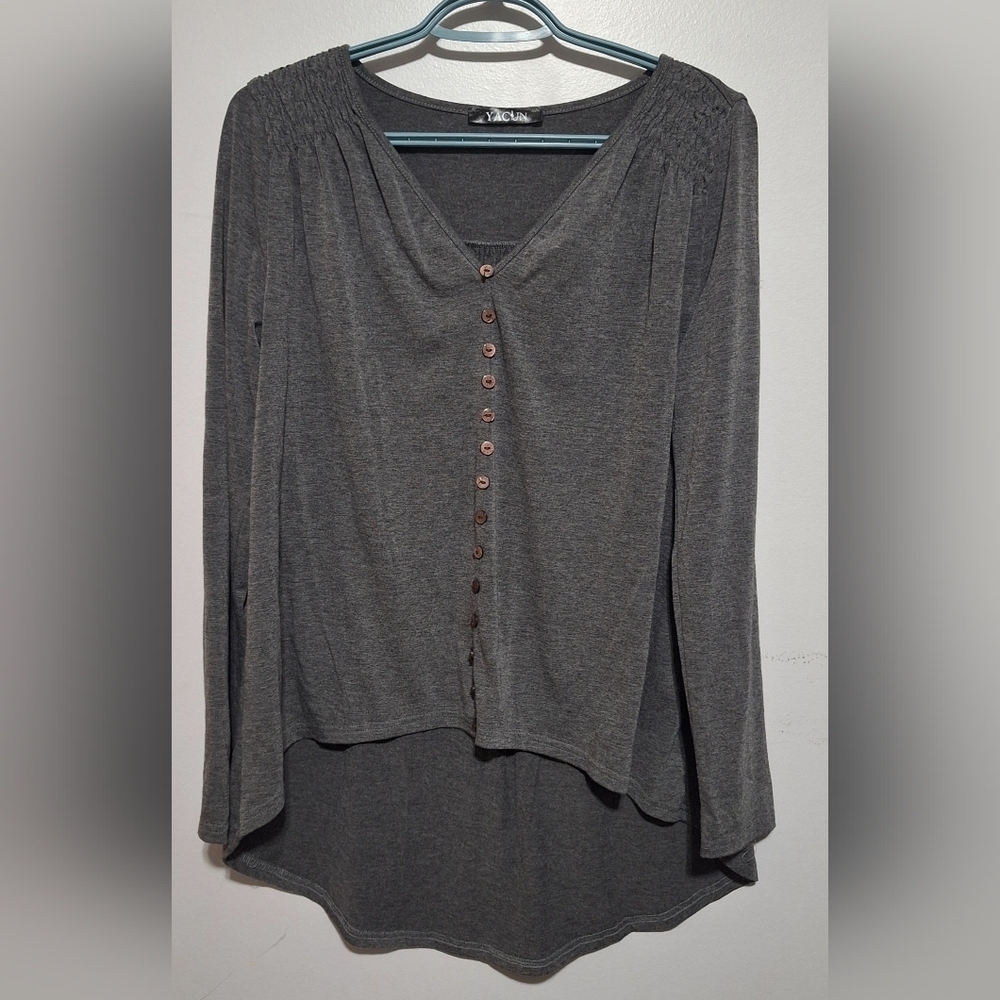 Lrg Stylish Gray Button-Down Women's Shirt